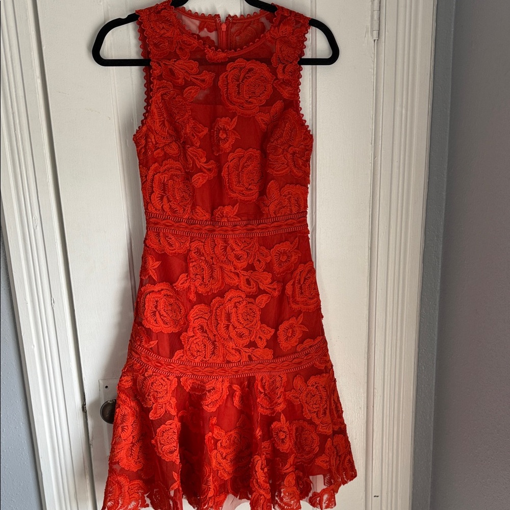 Reiss Adia Lace Dress Winter Orange